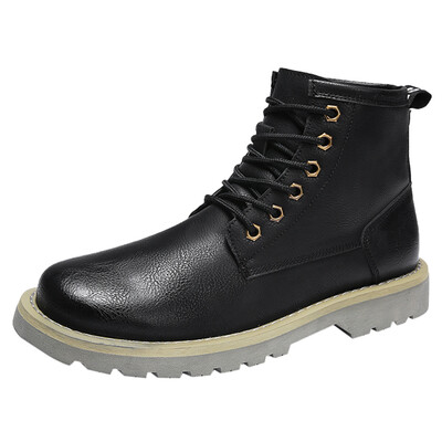 

Men Fashion Lace-up Ankle Boots High Quality Mens Summer And Autumn Boots Outdoor Round Head Anti-Skid High Tube Boots