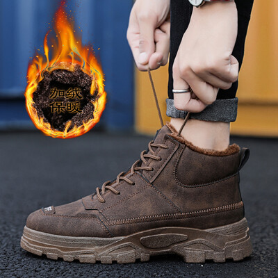 

Korean version of the trend of mens shoes wild high Martin boots summer new outdoor high-grade cotton shoes increased shoes men&velvet