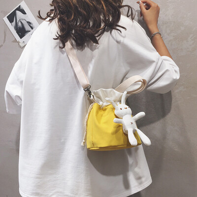 

Cute ugly cute small bag female 2019 new Korean version of the ocean shoulder bucket bag cartoon rabbit slung net red envelope