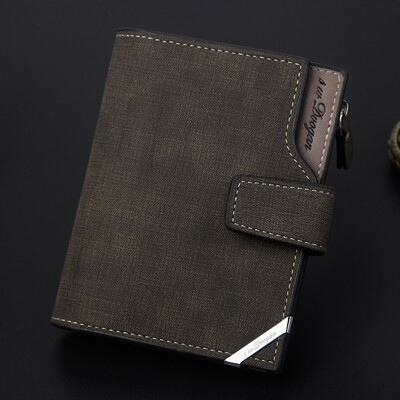

Tailored Men Fashion Solid Color Cross Pattern Hasp Multi Card Position Wallet BK
