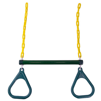

Outdoor Kids Heavy Duty Swing Ring Climbing Trapeze Bar Play Fun Gym With Chains