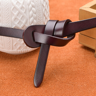 

Cowhide knotted thin belt female decoration with dresses fashion Korean version of the wild leather fine section casual