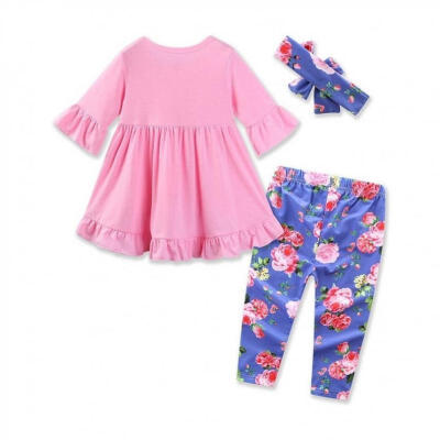 

3pcs Infant Baby Girl Clothes Set Tunic Top Shirt Floral Leggings Pants Outfits