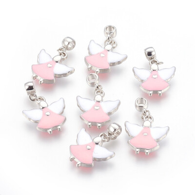 

CCB Plastic European Dangle Beads Large Hole Pendant Angel Pink Platinum 30mm Hole 4mm 20x19x4mm