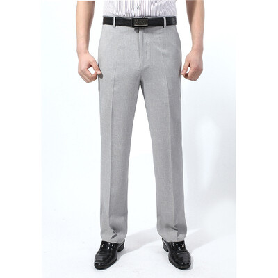 

WENGUANGUO Summer thin section pleated high waist free ironing straight loose standard version mens trousers 7941