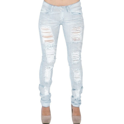 

Tailored Women Stretch Distressed Ripped Slim Skinny Jeans Trousers Leggings Casual Pants