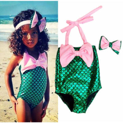 

USA Toddler Kids Girls Mermaid Bikini Set Swimwear Bathing Swimsuit Costume 2-7T