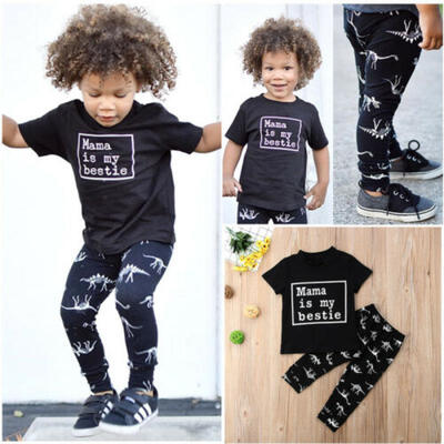 

USA 2Pcs Toddler Kids Baby Boy Tops T-shirt Dinosaur Pants 2Pcs Outfits Clothes