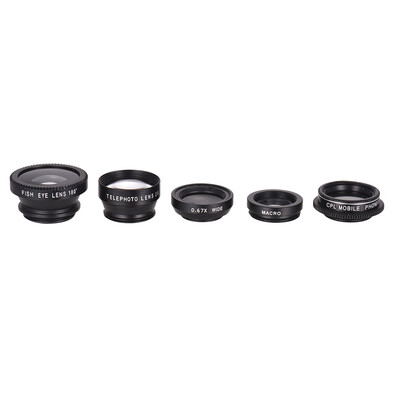 

Universal Mobile Phone Clip-on Lens Phone Lens Kit 067x Wide Angle Macro 180 Degree Fish Eye 2x Telephoto CPL Filter Lens