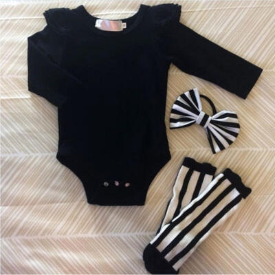 

Cute Tock Baby Girls Romper Bodysuit Leggings Socks Headband Outfits Set Clothes