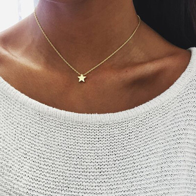 

Wish AliExpress best selling European&American big-name jewelry fashion thickening stars pendant clavicle sweater necklace