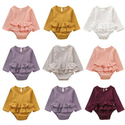 

US Newborn Infant Baby Girl Clothes Romper Jumpsuit Dress Solid Outfit Autumn