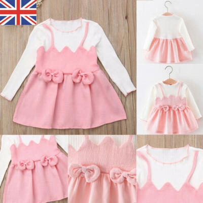 

Toddler Baby Girl Long Sleeve Bowknot Tutu Party Pageant Formal Dress Clothes