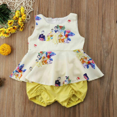 

Newborn Kids Baby Girl Summer Clothes Snow White Tops Dress Short Pants Outfits