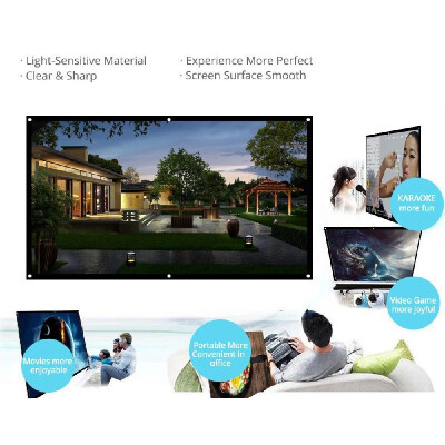 

H100 100 Portable Projector Screen HD 169 White Dacron 100 Inch Diagonal Video Projection Screen Foldable Wall Mounted for Home