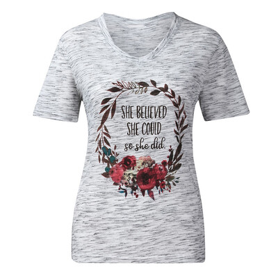 

Starmoon Women English Letter Print T-Shirt Short Sleevel T-Shirt Women Shirt