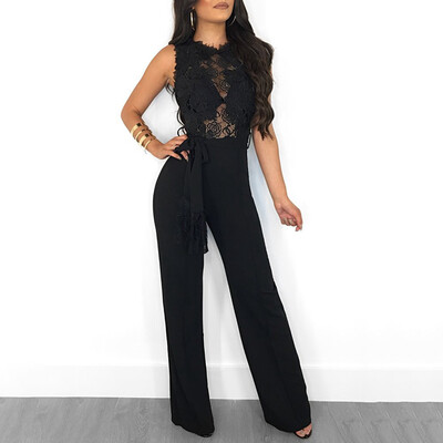 

Starmoon Ladies Sexy Sleeveless Party Evening Lace Playsuit Ladies Pants Jumpsuit BKL