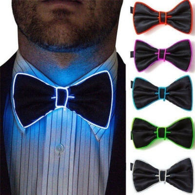 

New Flashing Light Up El Wire Bow Tie Necktie LED Mens Party Lights Bowtie Wedding