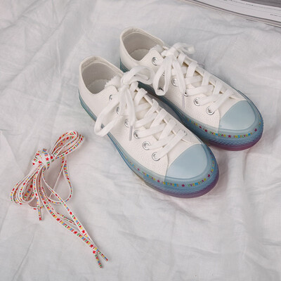 

Comet EVENSTAR transparent rainbow bottom canvas shoes female 2019 new students Korean version of the crystal floor shoes women