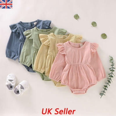 

UK Toddler Kids Baby Girl Ruffle Romper Jumpsuit Bodysuit One-Pieces Outfits Set