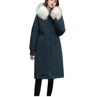 

Toponeto Women Fashion Outerwear Long Splice Cotton-padded Jacket Pocket Hooded Coats