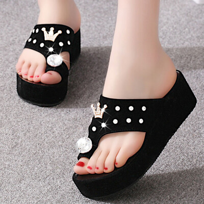 

Rose Women Open Toe Slippers Summer Platform Wedges Sandals Casual Shoes Beach Shoes