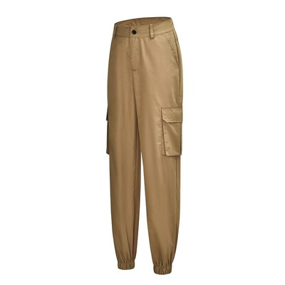 

Casual Women Cargo Pants Solid Color High Waist Functional Pockets Punk Harem Capri Trousers Joggers Streetwear