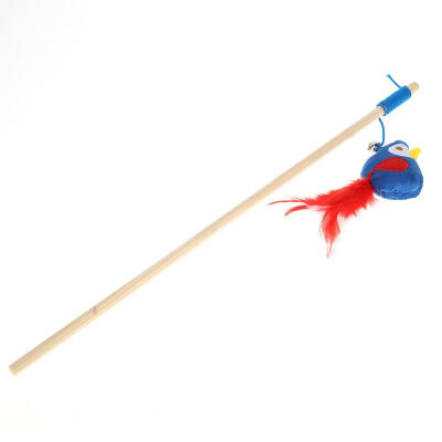 

Pet Cat Feathers Bell Bird Plush Teaser Wand Training Stick Interactive Toy