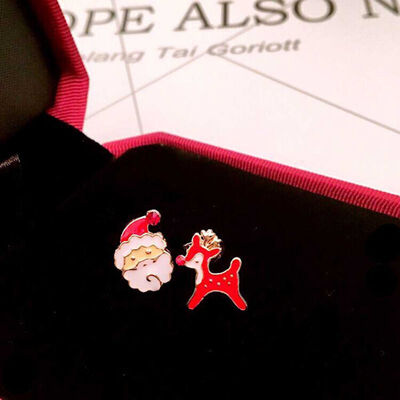 

Christmas Festive Gift Jewelry Color Tree Snowflake Round Stud Earring for Girl Kid Bell Santa Claus Ear Jacket Cuff Earring