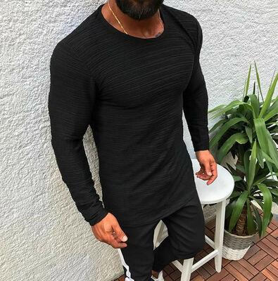 

Autumn Mens Long Sleeve T-shirt Tops Solid Casual Clothes Blouse Top
