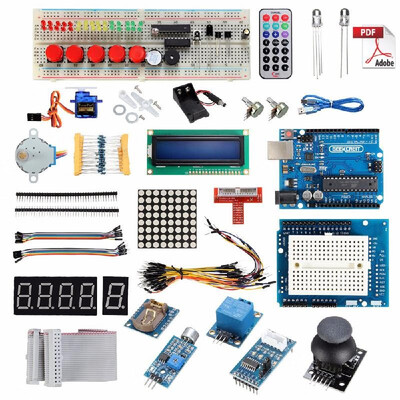 

UNO R3 Starter Kit for Arduino 1602LCD Servo Ultrasonic Motor LED Relay RTC
