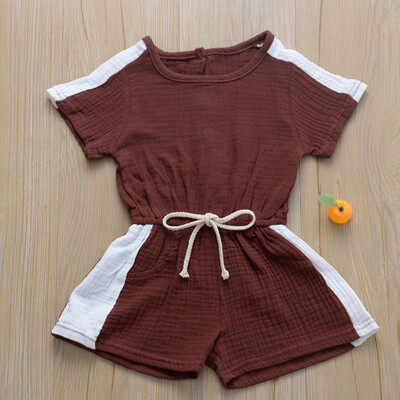 

Summer Toddler Baby Girls Sleeveless Solid Print Jumpsuit Pants Romper Clothes