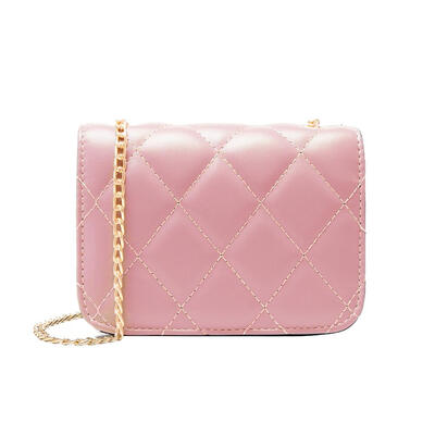 

Solid Color Lattice Shoulder Handbags Women Leather Chain Crossbody Bags