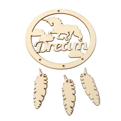 

Handmade Feathers Beads Crochet Dream Catcher Wall Hanging Wooden Decor