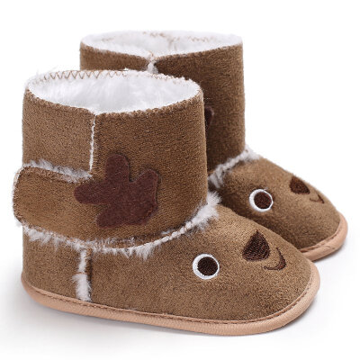 

Baby Toddler Lovely Cartoon Design Winter Warm Crib Snow Kid Bowknot Woolen Yam Fur First Walkers Shoes