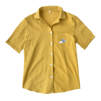 

Korean Embroidery Cotton Shirt Summer Fashion Women Blouse Lapel Short Sleeve Casual Tops Ladies Shirt Blusas Feminina