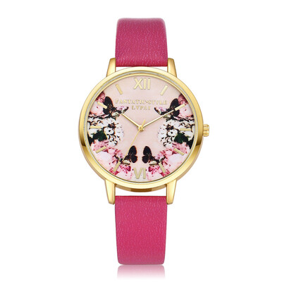

High Quality Women Watches Colorful Pattern Dial Ladies Quartz Wristwatch Simple Leather Strap Clock Casual Relogio Feminino