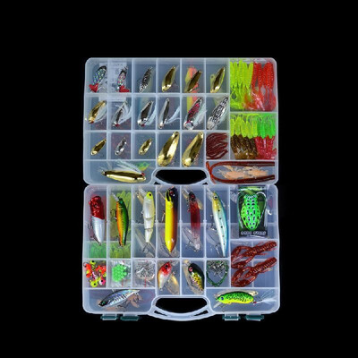 

168Pcs Artificial Fishing Lure Set Hard Soft Bait Minnow Spoon Two-layer Fishing Tackle Box