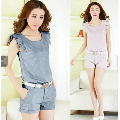 

Womens Summer Tracksuit Set Sleeveless Tops Short Pants Suits Sports Gym Suit
