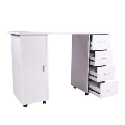 

Manicure Nail Table Polish Double Edged with Drawer White