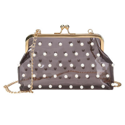 

Pearls Women PVC Clutch Evening Chain Shoulder Bags Girls Messenger Handbag