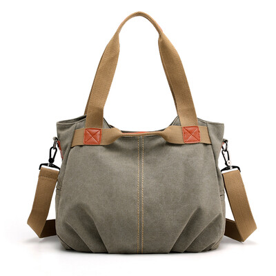 

Womens bag womans canvas handbag large canvas one-shoulder bag retro Korean version large capacity