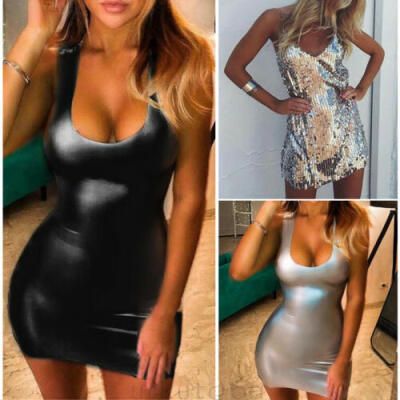 

Women Summer Bodycon Sleeveless Mini Dress Sexy Evening Party Cocktail Club