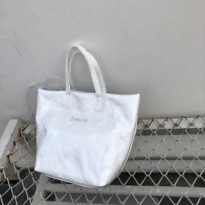 

New Transparent Women Handbag 2019 Jelly Top handle Totes Casual Large clear Crossbody Bag Female Kraft Paper Bag Fashion Summer