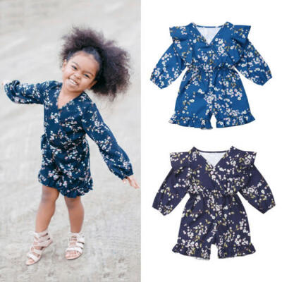 

Sweet Kids Baby Girl Long Sleeve Floral Romper Jumpsuit Overall Clothes Autumn