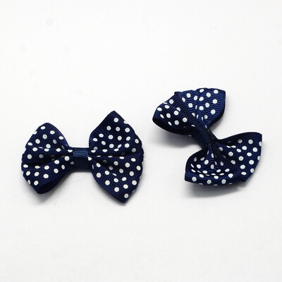 

Handmade Woven Costume Accessories Dot Printed Grosgrain Bowknot MidnightBlue 45x56x8mm about 200pcsbag