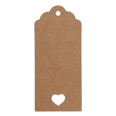 

50pcs Kraft Paper Gift Tags Scallop Label Luggage Wedding Blank Strings