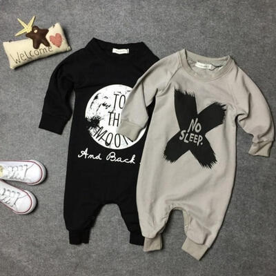 

Cotton Baby Girls Boys Romper Jumpsuit One-pieces No Sleep to the Moon Outfits