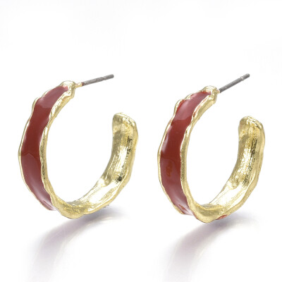 

Alloy Ear Studs with Enamel&Steel Pins Light Gold Red 215x23x55mm Pin 07mm