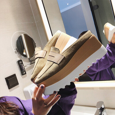 

Thick-soled slippers women wear platform shoes 2019 spring high heel slope heel fashion Joker lazy Baotou half slippers women